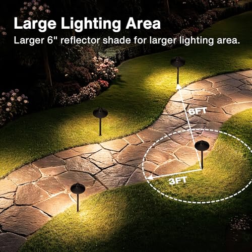 Image of SUNVIE Low Voltage Pathway Lights 12V LED Landscape Path Lights 3000K Outdoor Waterproof Landscape Lighting 3W Aluminum Low Voltage Landscape Lights for Walkway Yard Garden ETL Listed Cord, 4 Pack