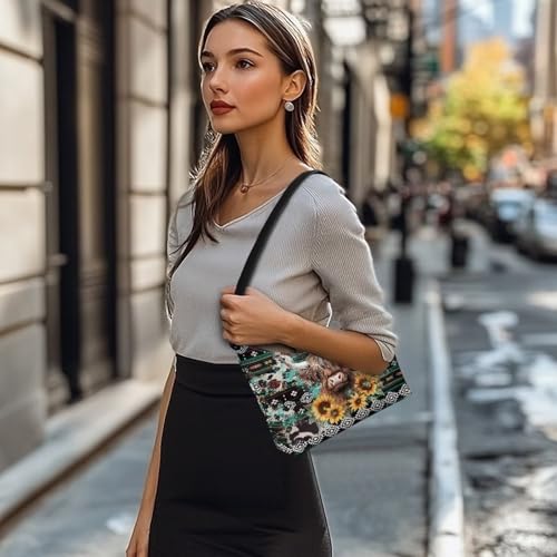 Image of Handbag for Women Leather Underam Shoulder Bag with Zipper Fashion Work Purse Waterproof Travel Wallet
