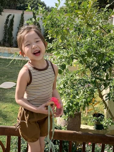 Image of BINIDUCKLING Toddler Tank Top Girls Summer Cute Striped Sleeveless Top 24 Months-8 Years