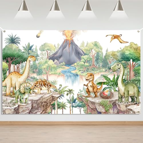 Mocsicka Dinosaur Backdrop, Dinosaur Birthday Decorations Banner