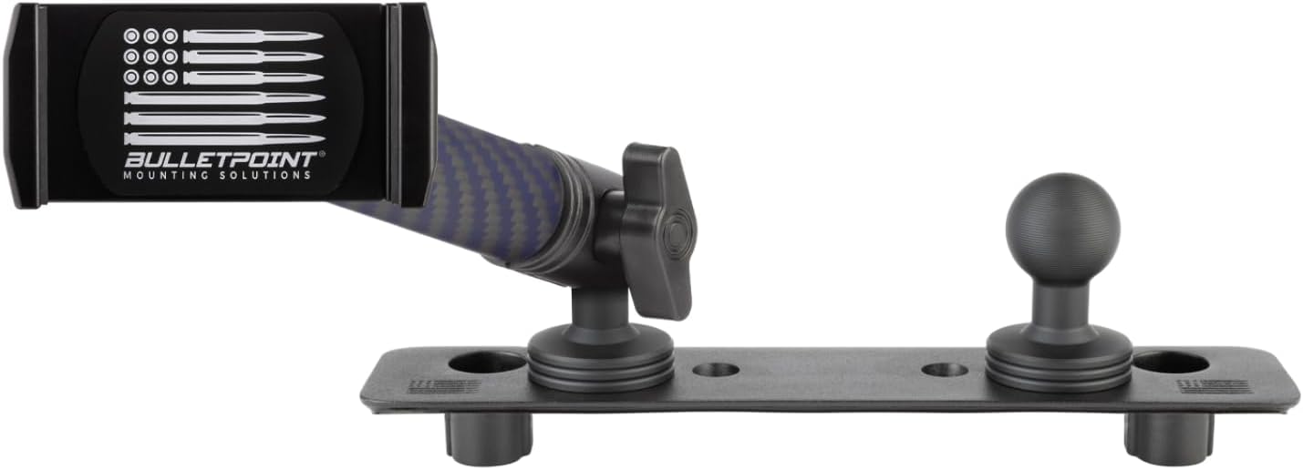 Bulletpoint Dash Mount Cell Phone Holder Compatible with 2013-2018 RAM Truck & 2019+ RAM 1500 Classic 20mm Ball Mount - Compatible with iPhone and Android Smartphones (Dual Ball with 1 Phone Holder)