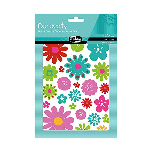 MY MANDARINE AE143C - GOMMETTES Decoraty - 6 planches 21x14,8 cm -FLEURS (180 stickers)