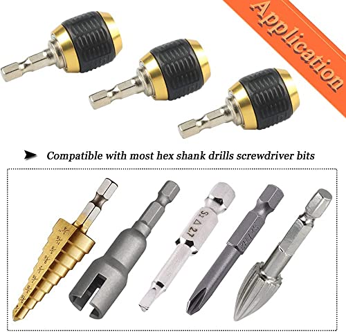 Mesee 3 Pcs Self-Locking Drill Bit Holder 50Mm, 1/4 Inch Hex Shank Extension Rod Screwdriver Bit Holder Set Quick Release Chuck Adapter Connector For Power Drill Tool #TOP4