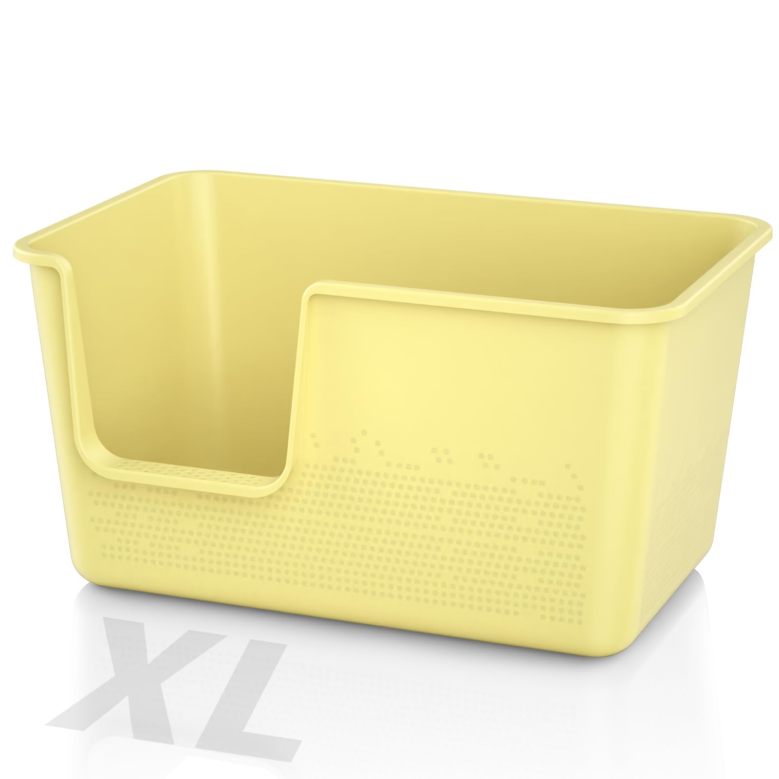 Cat Litter Box with High Sided,24.8" Lx14.9 Wx13.0 H,Extra Large Cat Litter Box for Big Cats,XL Jumbo Kitty Litter Box for Indoor Cats,Tool-Free Assembly (Yellow)