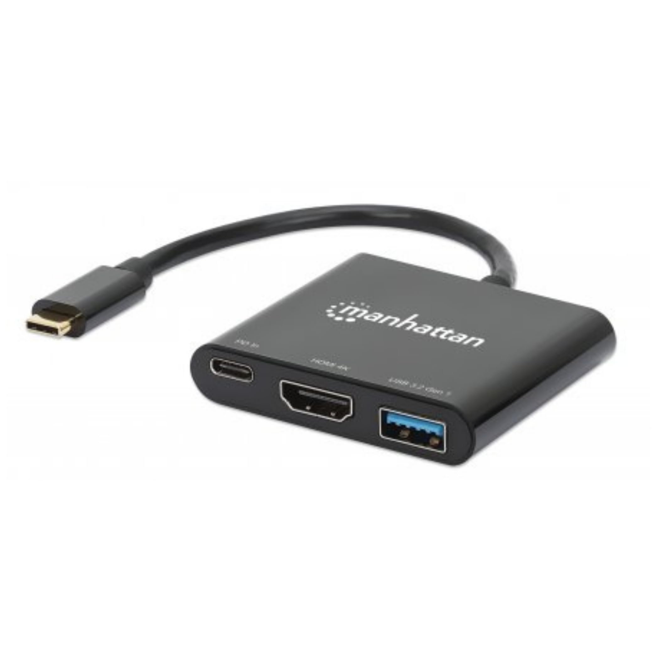 Manhattan Konwerter dokujący USB-C na HDMI 3 w 1 z zasilaniem