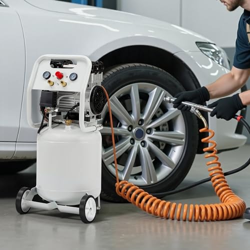 Albott 10 Gallon Vertical Air Compressor, 1.8 HP Electric Air Compressor with Copper Motor, 120 PSI Max, Portable Ultra Quiet Tank for Garage, Nailing, Tire Inflation