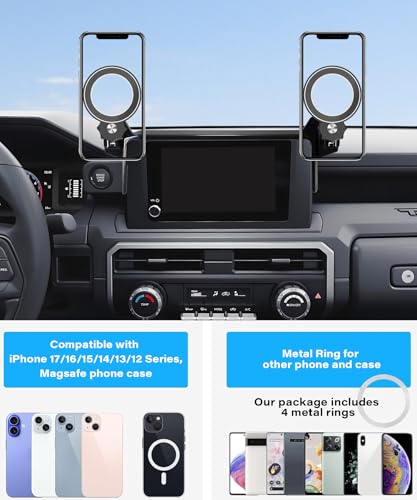 Image of Car Phone Holder for Toyota Tacoma 2024 2025 2026 8 inch Screen Accessories | MagSafe Strong Magnetic Clip-On Cell Phone Mount, Dual Slots for Driver & Passenger,360 Rotatable Hands-Free Holder