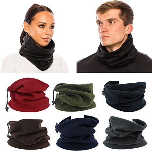 Unisex Winter Faux Fleece Neck Gaiter Warmer Drawstring Windproof Face Cycling Multifunctional Scarf Tube2