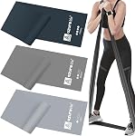 A AZURELIFE Resistance Bands Set, Professional Non-Latex Elastic Exercise Bands, 5 ft. Long Stretch Bands for Physical Therapy, Yoga, Pilates, Rehab, at-Home or The Gym Workouts, Strength Training