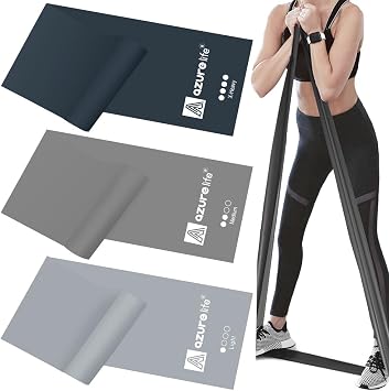 A AZURELIFE Resistance Bands,Professional Long Non-Latex Elastic Stretch Bands,Exercise Bands for Physical Therapy, Yoga, Pilates, Rehab, at-Home or The Gym Workouts, Strength Training