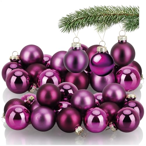 COM-FOUR® 40x Mini-Christbaumkugeln aus Glas - kleine...