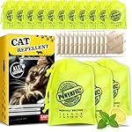 12 Pack Extra Strength Cat Repellent Pouches – Natural Cat Indoor Outdoor Odor Deterrent, Dual-Action Mint & Lemon Formula for Gardens, Furniture