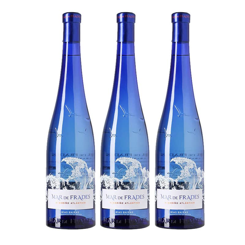 Vino Blanco Mar de Frades Albariño de 75 cl - D.O. Rias Baixas - Bodegas Mar de Frades (Pack de 3 botellas)