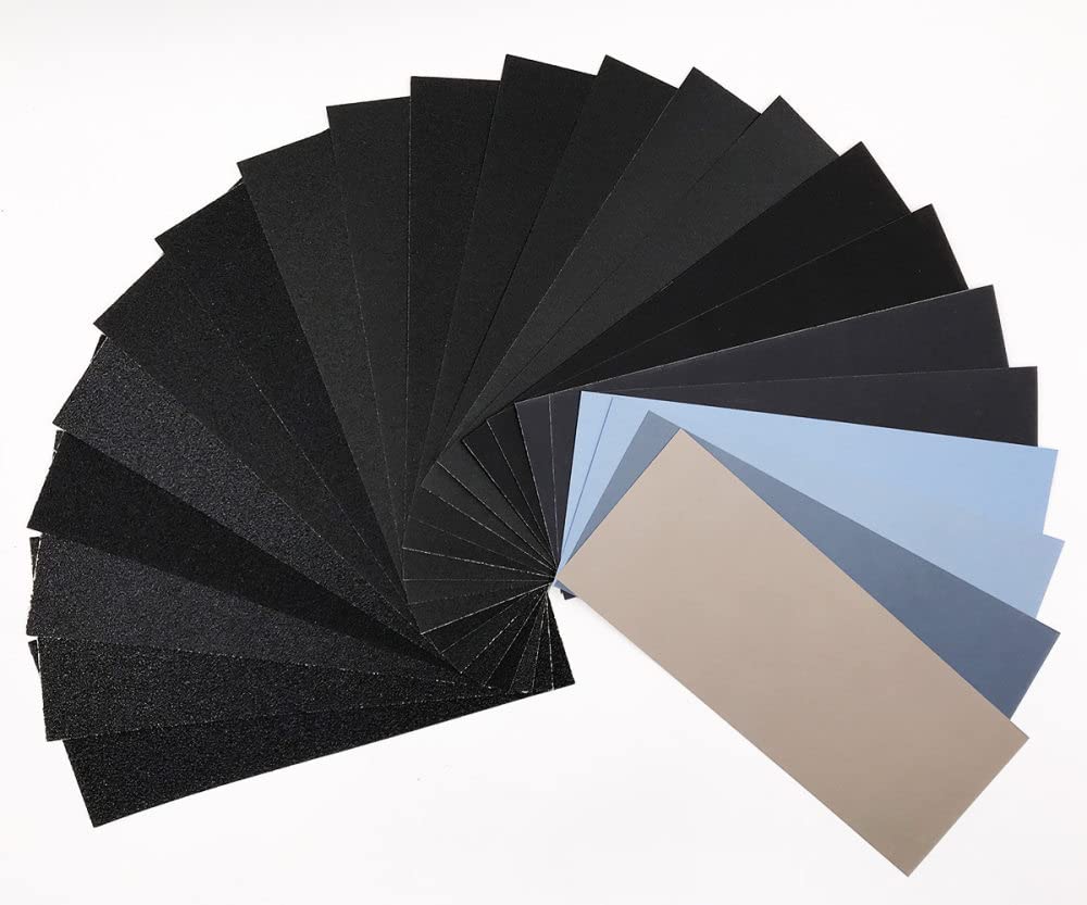 SHENGANG 25 fogli di carta vetrata a umido a secco Assortimento di carte abrasive per mobili in legno per automobili, mobili, lucidatura di metalli, 360