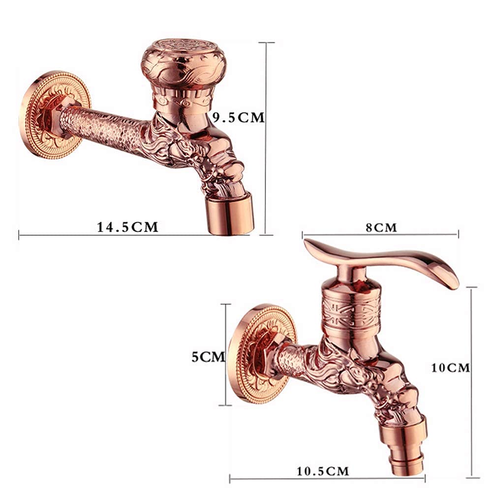 CMBSSTFC Cobre Fino Apertura rápida en el Grifo de la Pared Clásico Europeo Retro Alargar la fregona Piscina Lavadora Boquilla de Agua Solo frío Resistente a Prueba de Fugas Prevención de óxido Grifo