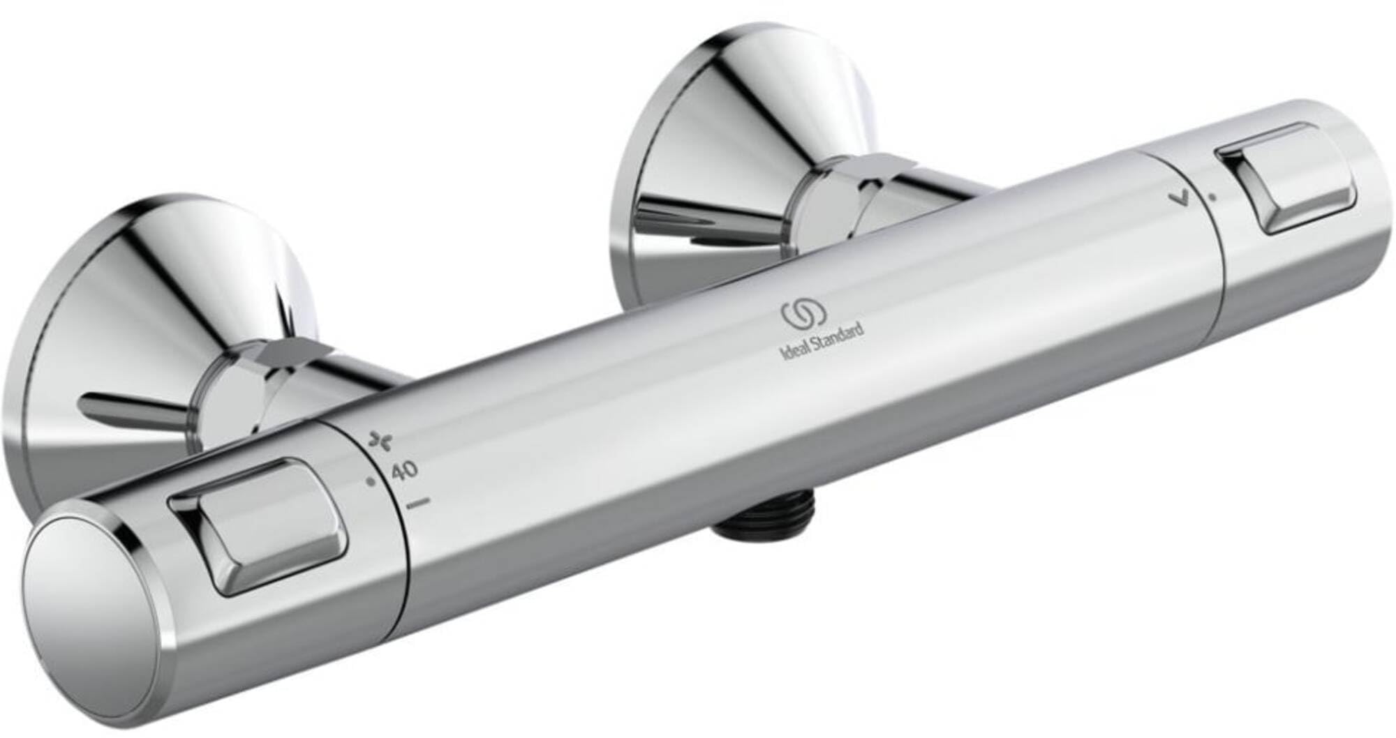 CERATHERM T25 | Surface-Mounted Shower Mixer 315x100x70 mm in Chrome, 22 l/min (3 bar) | Thermostatic Function, Water & Energy Saving, CoolBody, Safety Lock, SmartShine Surface, NF Certified