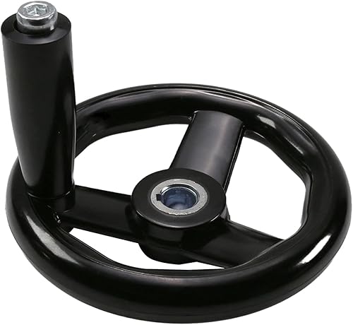 Othmro Rueda redonda de tres manos de 0.47 pulgadas de diámetro del agujero central de 4.92 pulgadas de diámetro del volante negro PP 3 radios torno