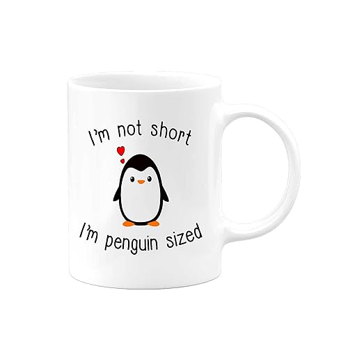 Miniatura 1 de I'm Not Short I'm Penguin Sized Coffee Mug by Serenity Home Goods  Cute Gift For Her  tea cup novelty Christmas Anniversary Penguin with heart