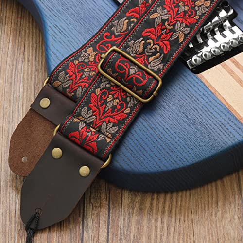 MuzcYM Sangle de Guitare, Sangles de Guitare Vintage Brodées Vintage Tissées avec Extrémités en Cuir Véritable pour… - Les Beatles, Paul McCartney, John Lennon, RIngo Starr, George Harrison MuzcYM Sangle de Guitare, Sangles de Guitare Vintage Brodées Vintage Tissées avec Extrémités en Cuir Véritable pour… – Image 3