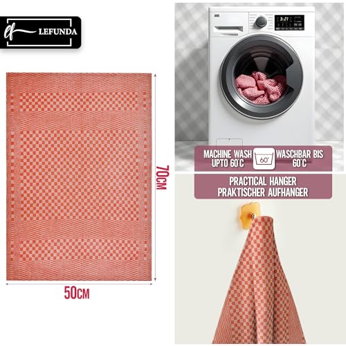 LEFUNDA® 10er Set Geschirrtücher - 100% Baumwolle Küchentücher, 220 GSM, Weiche, Super Saugfähige Geschirrhandtücher, Vollzwirn, 50x70cm (Orange, 10)