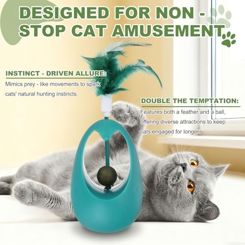 Balle d'herbe à chat interactive avec plume bleue pour l'exercice en intérieur - 4