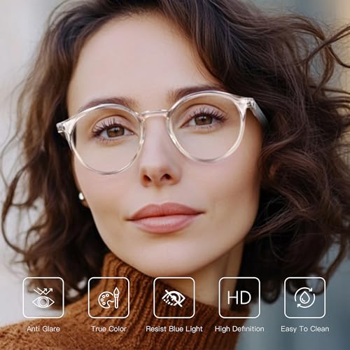 Image of BLUEMOKY Reading Glasses for Men and Women: Blue Light Round Classic Eyeglasses - Computer Readers Glasses