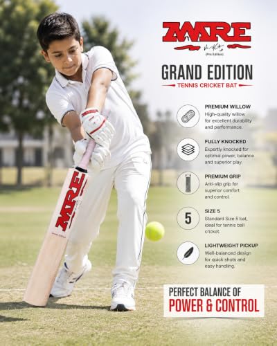 Image of Cricket Bat Popular Willow with Cover for Men's and Adult All Tennis Ball (Natural, Size -5),