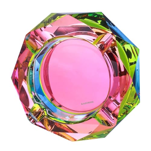 Kaforise Kristall-Aschenbecher für drinnen und draußen, buntes Muster, Zuhause, Büro, Tischplatte, schöne Dekoration, Handwerk (Bling Bling 02)