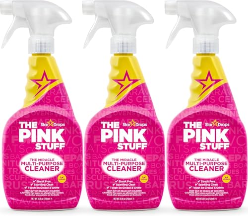 Image of The Pink Stuff Miracle Multi-Purpose Cleaner Triple Pack– Removes Grease, Grime, and Stains on Kitchens, Bathrooms, Floors, and More - 3x 750ml Bottles