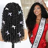 BVH Deep Wave Lace Front Wigs Human Hair Pre Plucked 13x6 HD Transparent Lace Frontal Wigs Human Hair 200% (Black, 26a1)