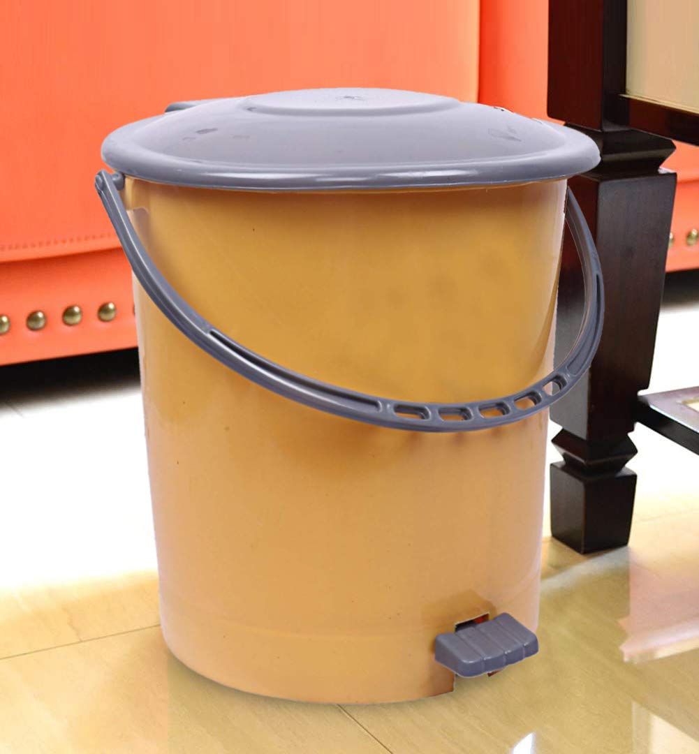 Kuber Industries Plastic Dustbin Garbage Bin with Handle, 10 Liters (Yellow)-KUBMART2899