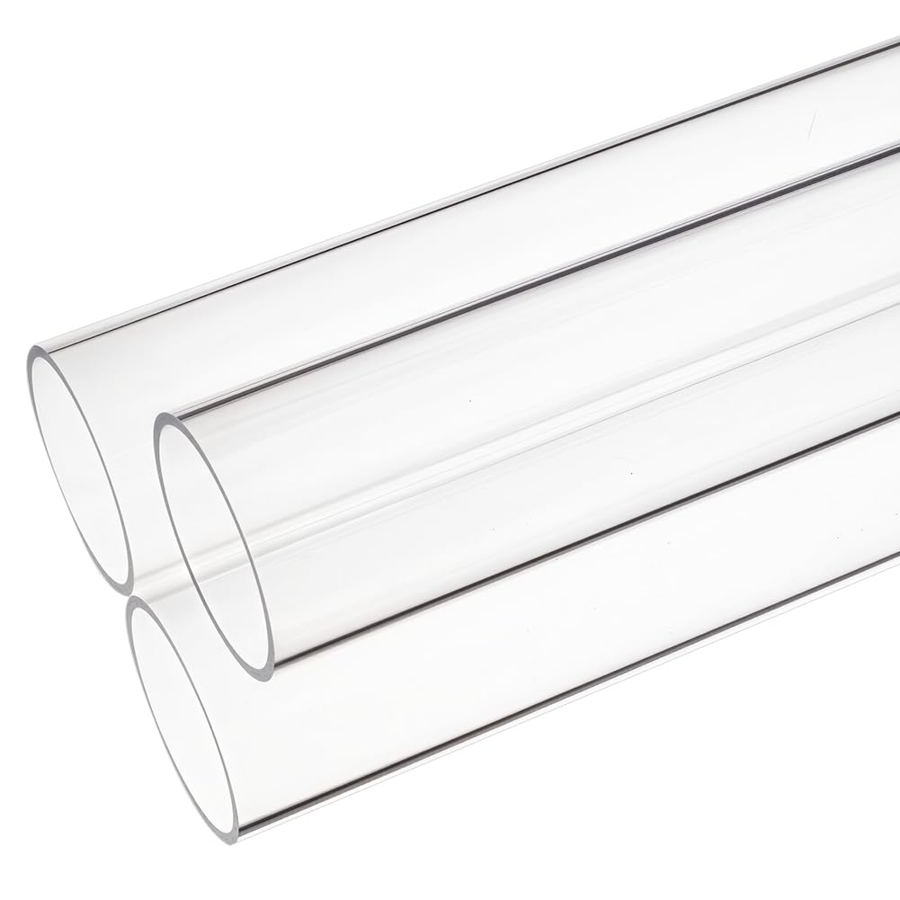 BENECREAT 3 tube Acrylique Tuyau Transparent en Acrylique de 45mm de Diamètre Intérieur et de 50mm de Diamètre Extérieur Tuyau Rond Rigide Transparent pour Lampes Aquariums