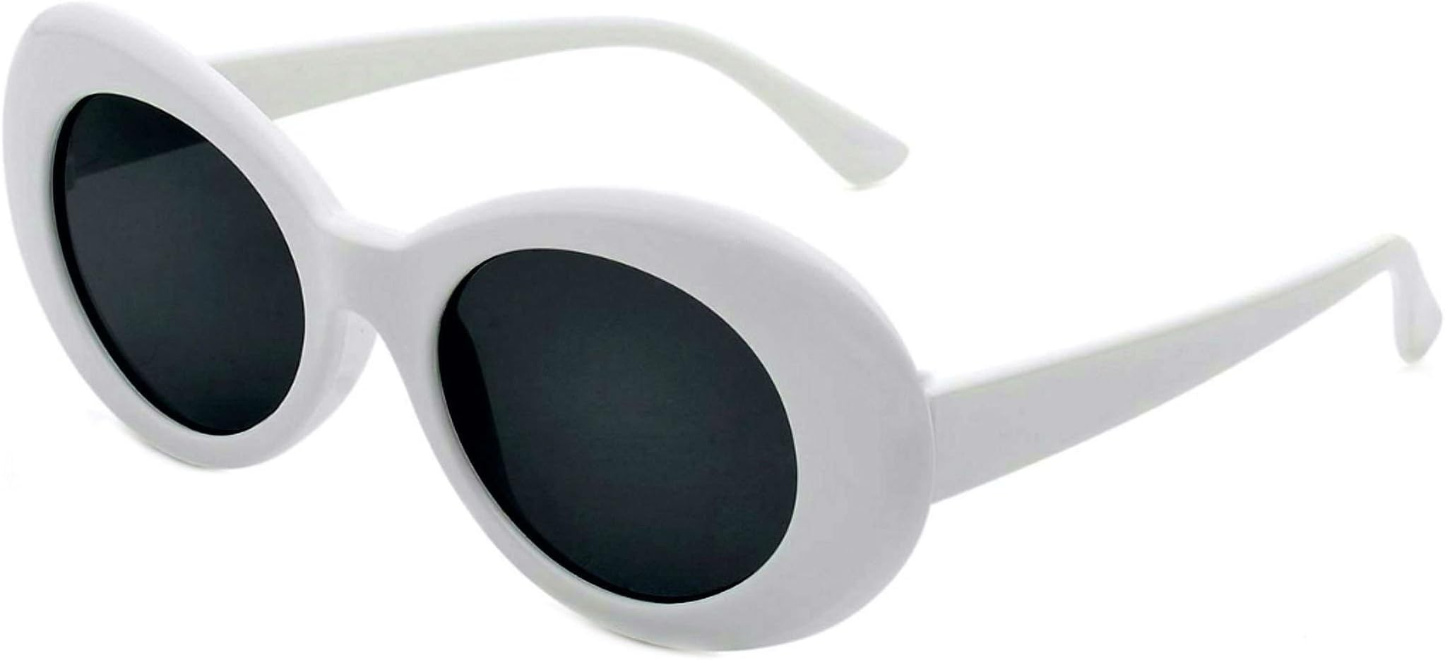 White Oval Round Sunglasses Thick Bold Clout Goggles Oval Mod Retro Vintage Kurt Cobain Inspired Sunglasses Lens