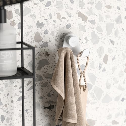 Umbra Flex Adhesive Double-Hook for Bathroom Shower Tub, Holds Towels, Washcloths, Loofahs, Razor, and More, White by Umbra - Image 2