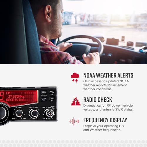 Cobra 29LX AM/FM Professional CB Radio - Emergency Radio, Travel Essentials, NOAA Weather Channels and Emergency Alert System, Selectable 4-Color LCD, Auto-Scan, Black - Image 5