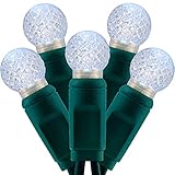 Cool White G12 LED Christmas Lights, 48 ft 140 Count 4' Spacing One-Piece Fully Sealed High...