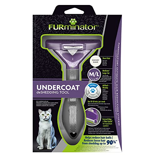 Image of FURminator Undercoat deShedding Tool for Medium /Large Short Hair Cats Over 4.5 kg, Violet