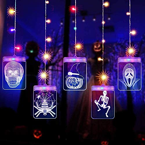 JXQ Lamp Fairy Lights Lypumso USB 3D Kleur Fairy Lights 5 Schedel Patroon Lamppost Street Lights Halloween Horror Sfeer Fairy Lights Feesten Familie Vakantie Decoratie