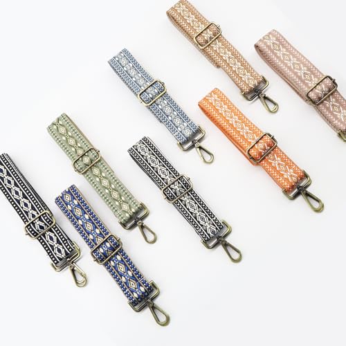 Image of LEMEDE Purse Strap Adjustable Replacement Crossbody Bag Straps Retro Jacquard Embroidery Shoulder Straps for Shoulder Bag