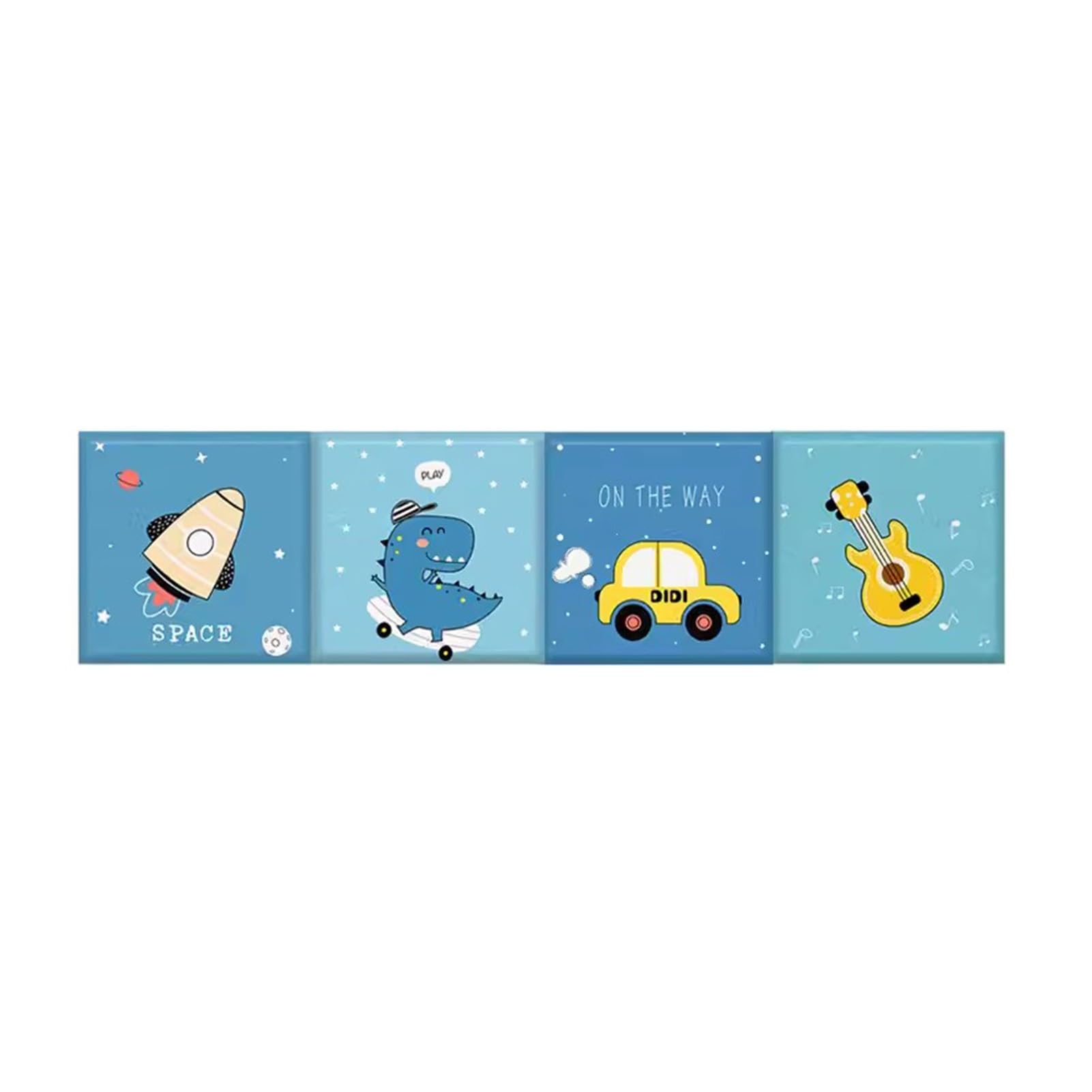 4 Pz Autoadesivo 3D Schiuma Imbottita Adesivi Murali Anti-Collision, Protezione Di Ristrutturazione Della Parete, Decorazione Della Parete Per Camera Dei Bambini Sala Giochi ( Color : Blue , Size : Co