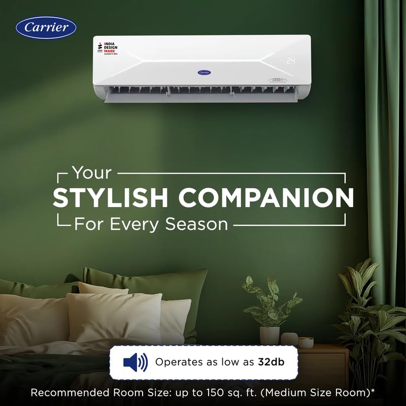 Image of Carrier XCEL LUMO Fxi 1 Ton 3 Star Split Inverter AC | FlexiCool 6-in-1 Cooling | High Ambient Cooling up to 52C | Smart Energy Display | X-LED Dynamic Display | CRF Filter Alert