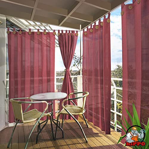 Image of HIPPO 180 GSM HDPE Outdoor Loop Curtain for Balcony & Patio Sun Blocking, UV Protection & Light-Filtering Curtains(Burgundy- 4.5FTX4.5FT) Pack of 2