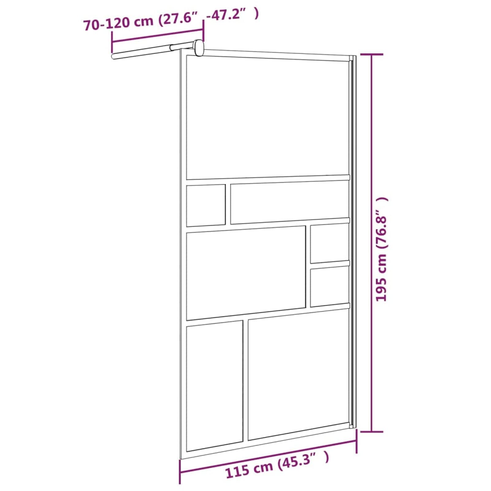 Mampara de Ducha accesible Vidrio ESG Blanco 115x195 cm, Mampara Bañera, Mampara Baño Ducha, Cabina De Ducha, Mampara Baño