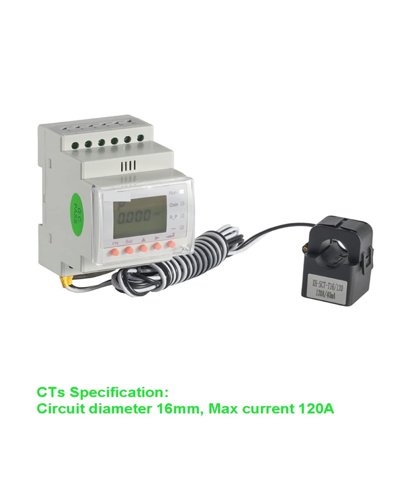 Contatore Energia Elettrica, 45～65Hz Din Rail Ct Accoppiato 120A Contatore di energia intelligente monofase Solar PV Riflusso bidirezionale Monitor di potenza Inverter abbinato, Facile da Installare