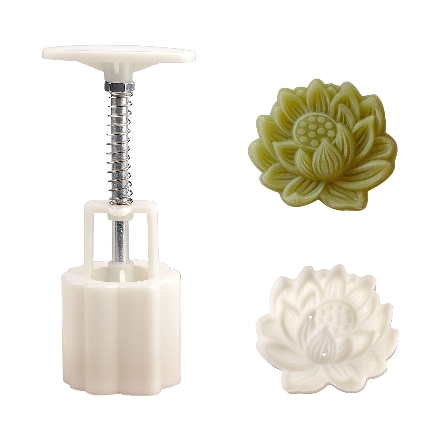 Chinese Moon Cake Flower Mould Set Moon Cake Mould Baking Tools with Stamp Cookie Stamp Mooncake Mould for Baking DIY (1 x Lotus)