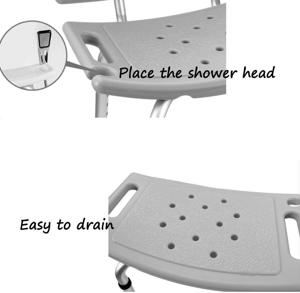 Taburete de Ducha Asiento de baño Silla de baño Antideslizante Aluminio Ligero Altura Regulable Antibacteriano Estable Ancianos con discapacidad 150 Kg de Peso