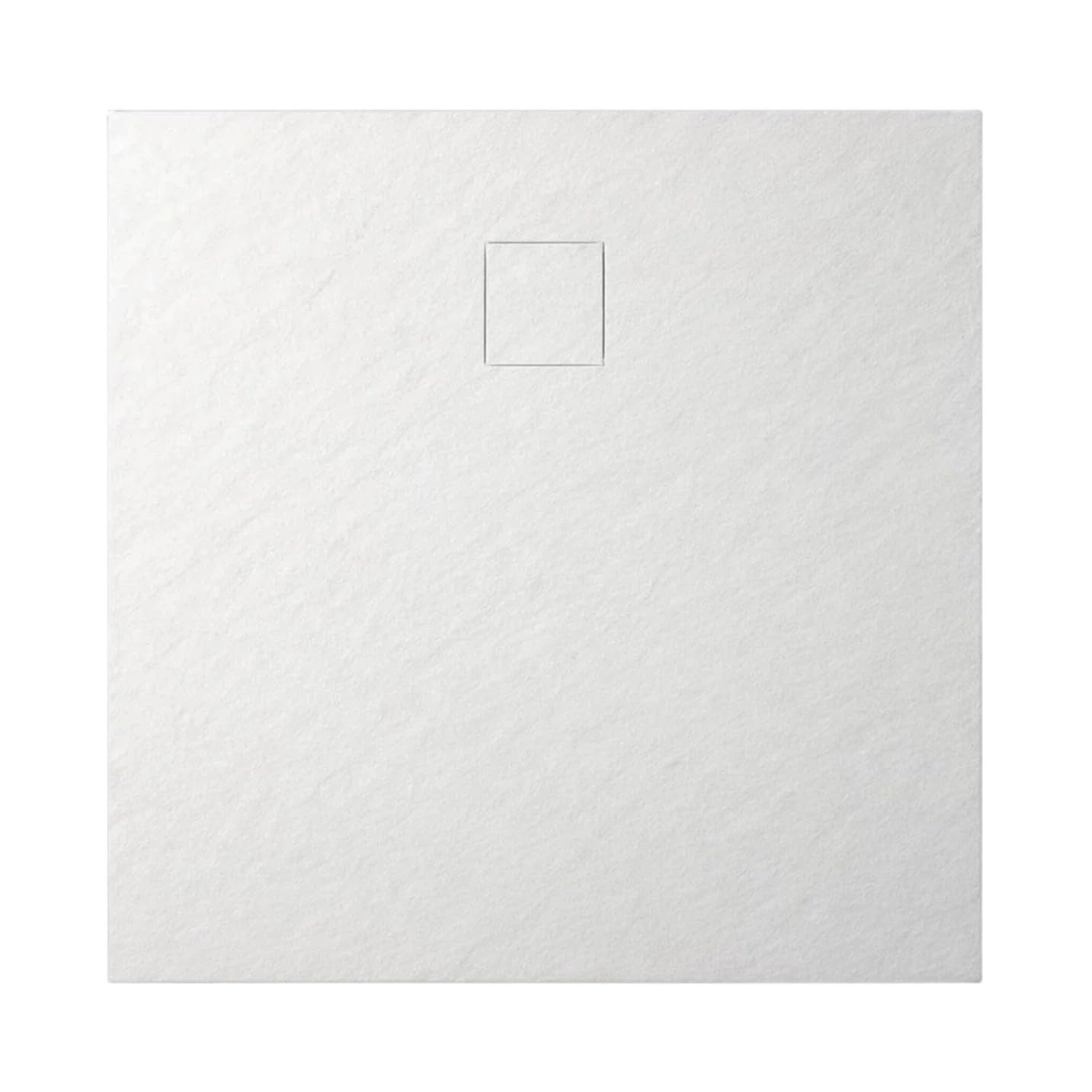 AQUAUNO Brodzik prysznicowy 80 x 80 cm o wyglądzie kamienia, ultra płaski 2,6 cm – brodzik z kompozytu SMC, w zestawie syfon, odpływ 90 mm, czyszczenie od góry, biały