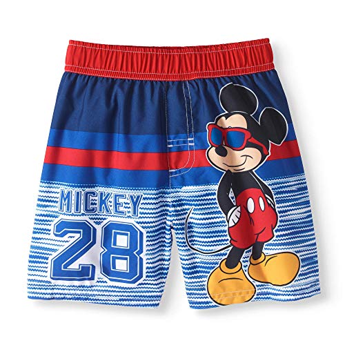 Disney Little Boys Mickey Mouse Boys Swim Trunks (4T, Red)