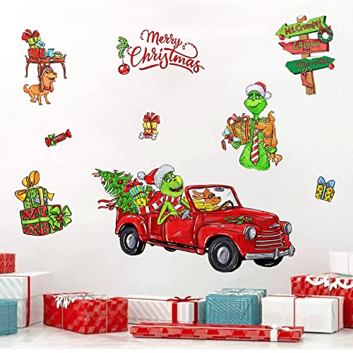Mfault 2023 New Year Merry Christmas Funny G Ri N Ch Wall Decals Stickers, Xmas Max Dog Car Farmhouse Decoration Boy Girl Bedroom Art, Winter Holiday Gift Kid Room Home Kitchen Decor #TOP21