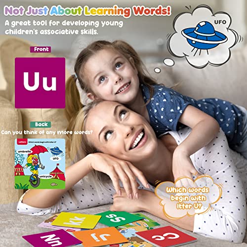 Beiens Large Alphabet Flash Cards For Toddlers 1-4 Years, Baby Thinking&Cognition Flash Cards, Abc Learning, Letters Cards, Learning Toy Educational Preschool Gift, 26 Pages/52 Sides, 4.72'' X 4.72'' #TOP3